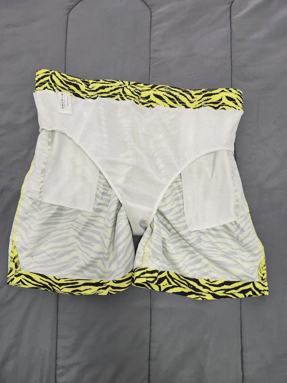 PacSun Men’s Neon Yellow Zebra Print Swim Trunks
